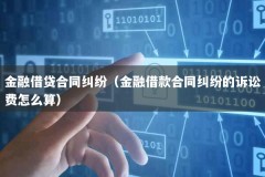 金融借贷合同纠纷（金融借款合同纠纷的诉讼费怎么算）